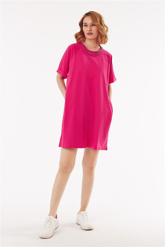 Avrile REGLAN KOL ELBİSE  FUŞYA  A22-10565