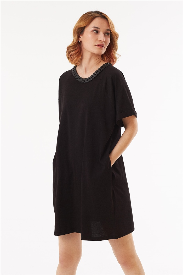 Avrile REGLAN KOL ELBİSE  SİYAH  A22-10565