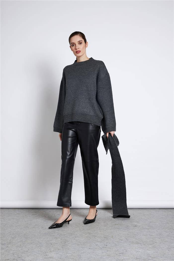 Avrile  ŞAL DETAYLI TRİKO KAZAK ANTRASİT A92633-S