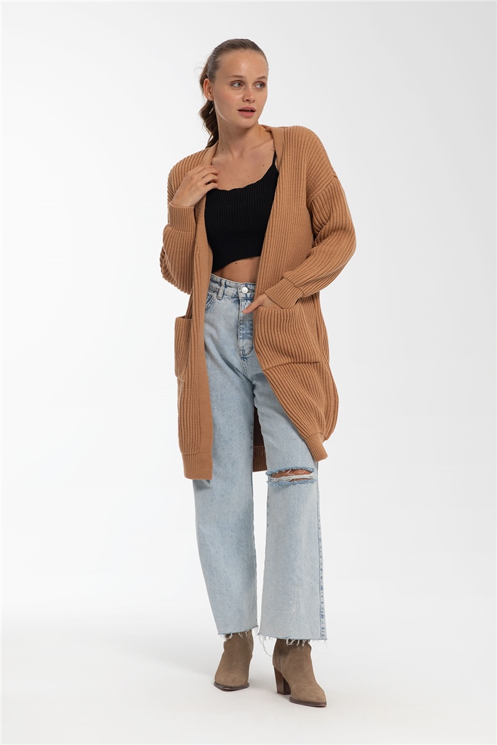 Avrile T Kol Cepli Uzun Triko Hırka  CAMEL  A91274-S