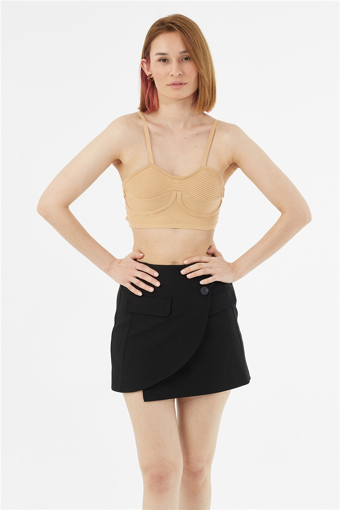 Avrile Tiktaklı Triko Büstiyer  CAMEL  A91767-S
