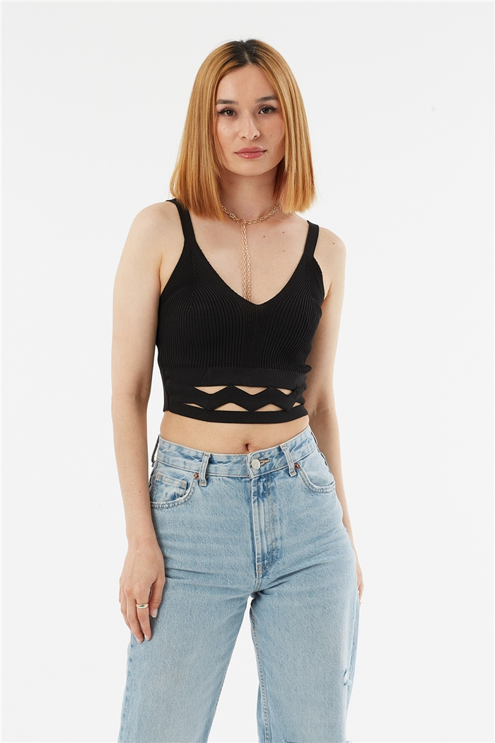 Avrile Zigzag Dekolteli Atlet  SİYAH  A92069-S