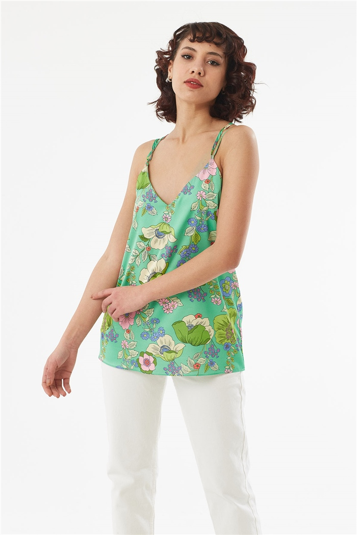 Nisan ASKILI SATEN BLUZ  YEŞİL  N22-1393