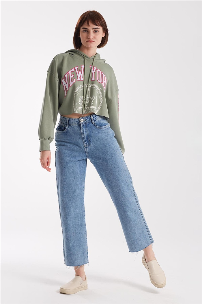 Nisan Baskılı Kısa Sweatshirt  MİNT  N21-1254