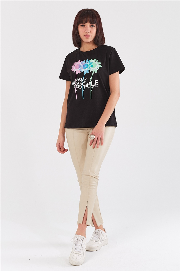 Nisan BASKILI T-SHIRT  SİYAH  N22-1340