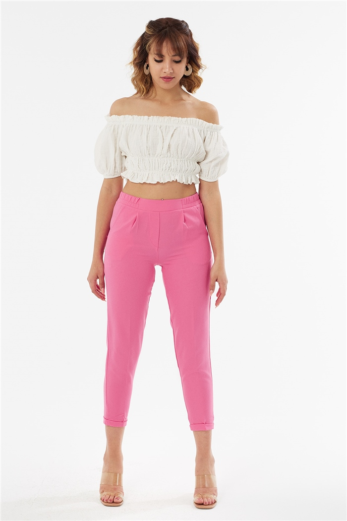 Nisan Beli Lastikli Duble Paça Pantolon  FUŞYA  P4508