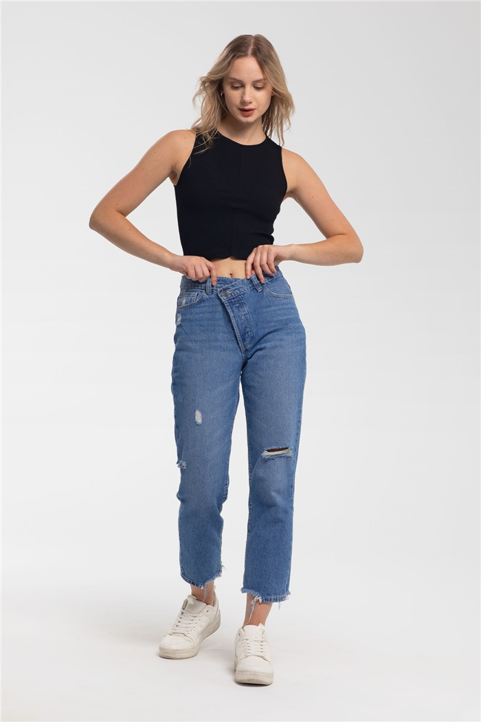 Nisan Bisiklet Yaka Triko Bluz  SİYAH  TT3193-Z
