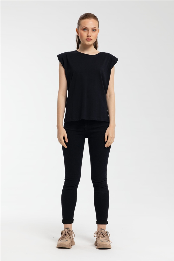 Nisan Bisiklet Yaka Vatkalı T-Shirt  SİYAH  N21-1122