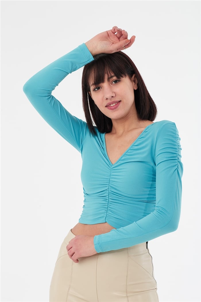 Nisan BÜZGÜLÜ BLUZ  AQUA  N22-1357