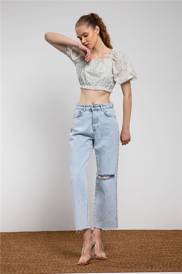 Nisan Crop Bluz  MAVİ  N21-1091
