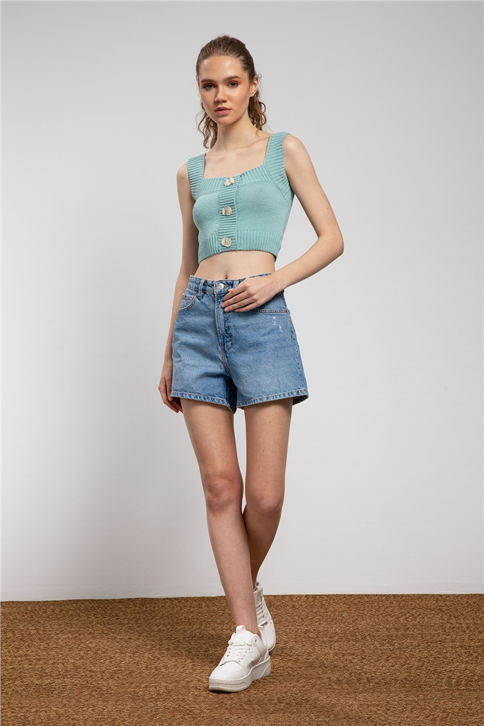 Nisan Crop Triko Atlet  MİNT YEŞİLİ  TT3039-Z