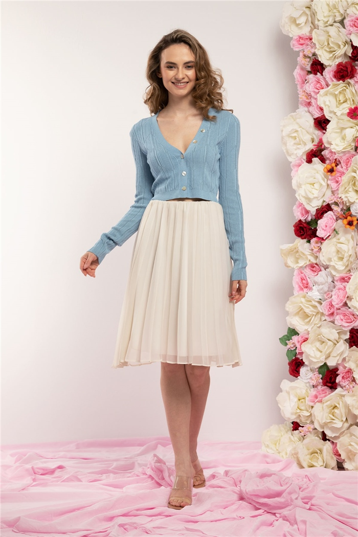 Nisan Crop Triko Hırka  MAVİ  TT3037-Z