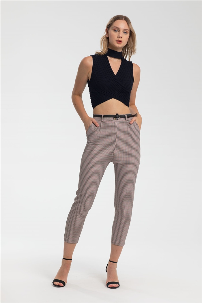 Nisan Dik Yaka Kruvaze Triko Bluz  SİYAH  TT3094-Z