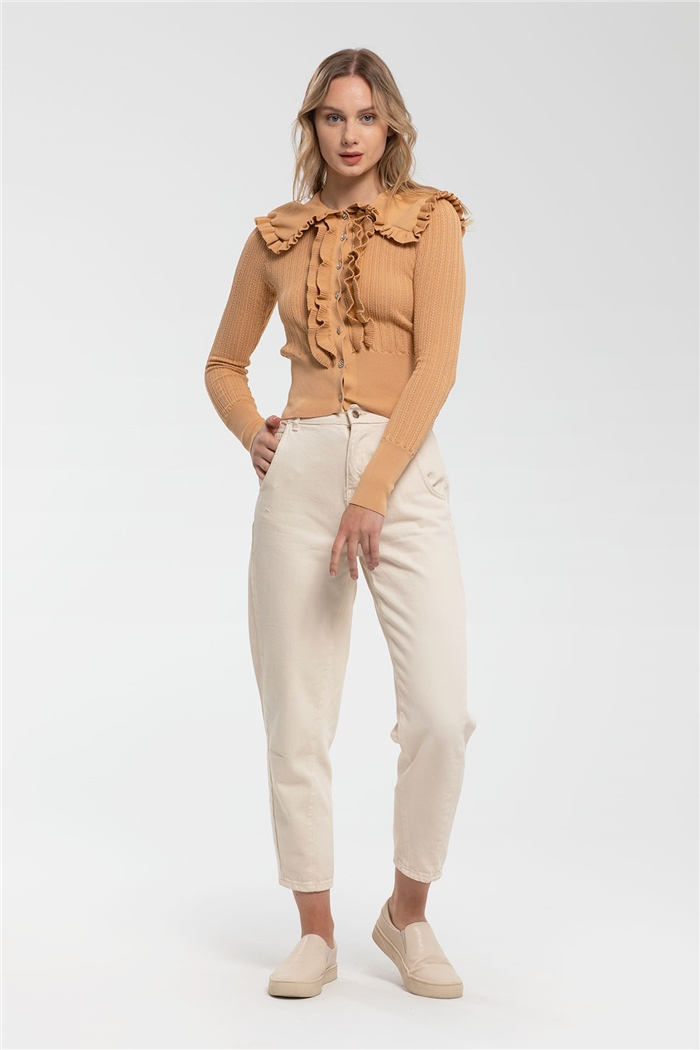 Nisan Fırfırlı Triko Hırka  CAMEL  TT2963-Z
