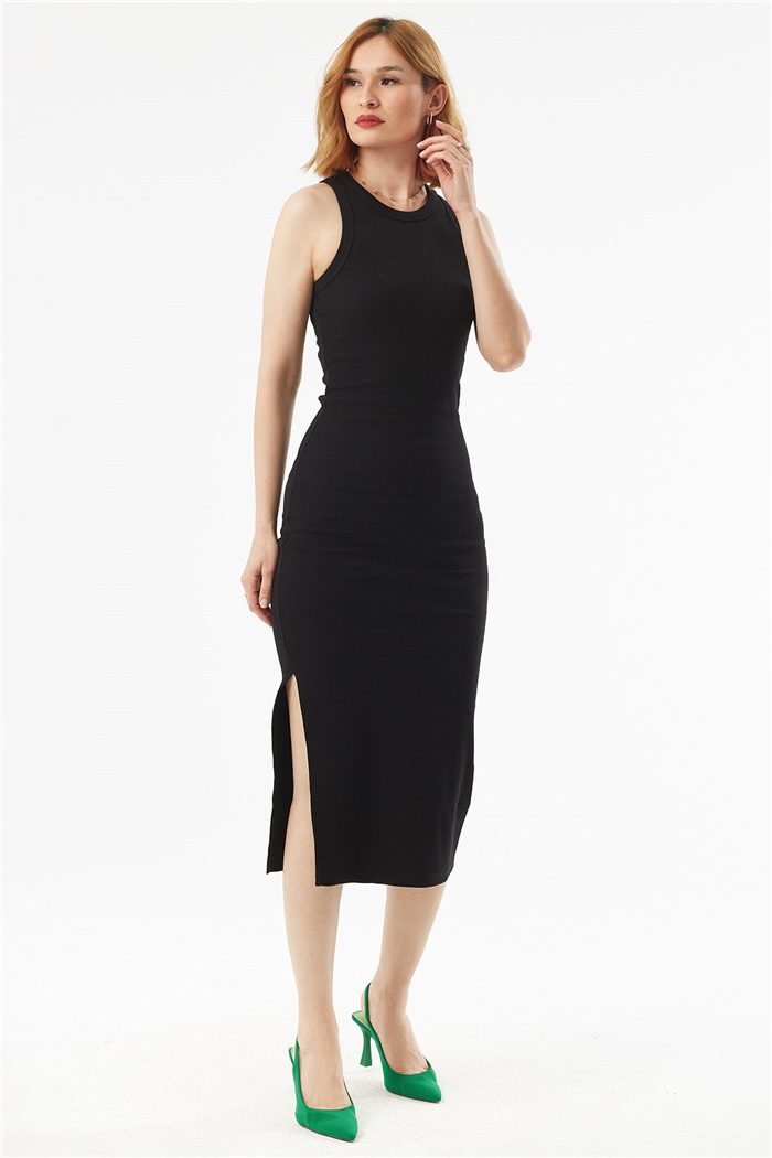 Nisan Halter Yaka Elbise  SİYAH  N22-1404