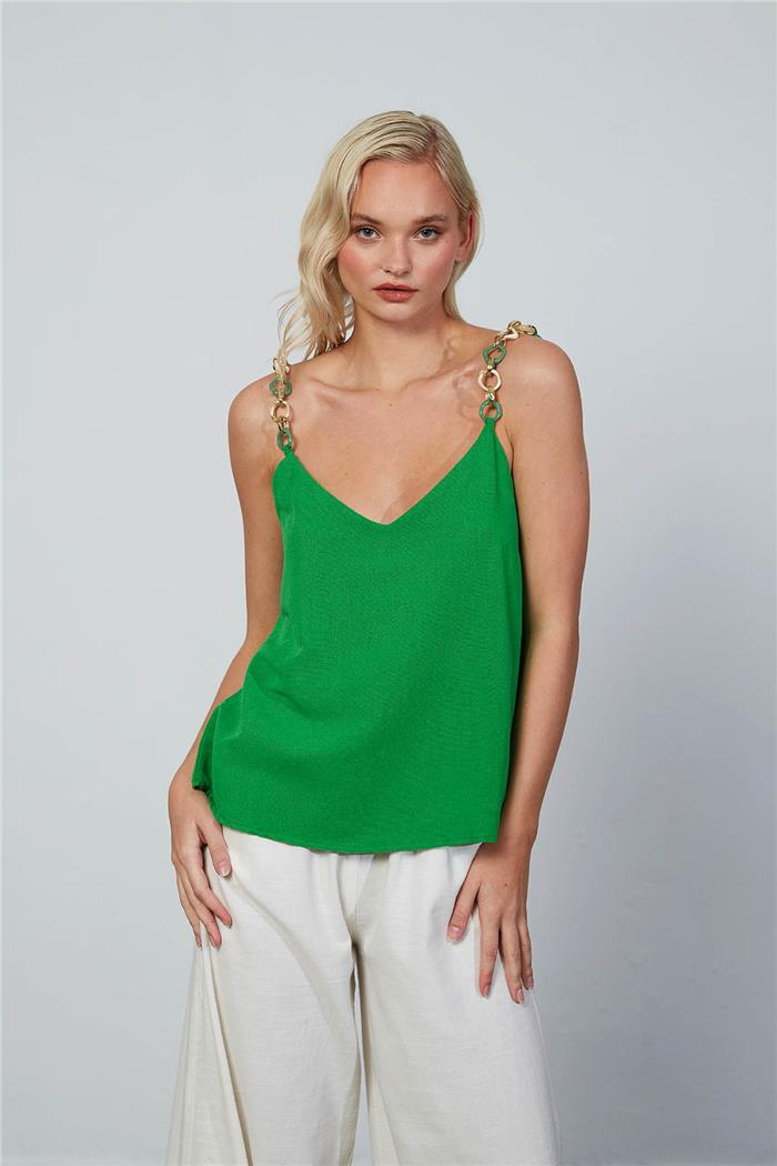 Nisan Kadın Askılı Keten Bluz BENETTON N23-1629