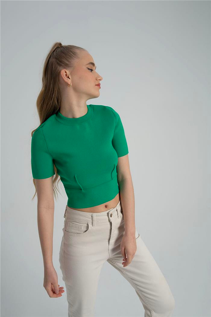 Nisan Kadın Bisiklet Yaka Kısa Kollu Triko Top BENETTON TT3877-Z