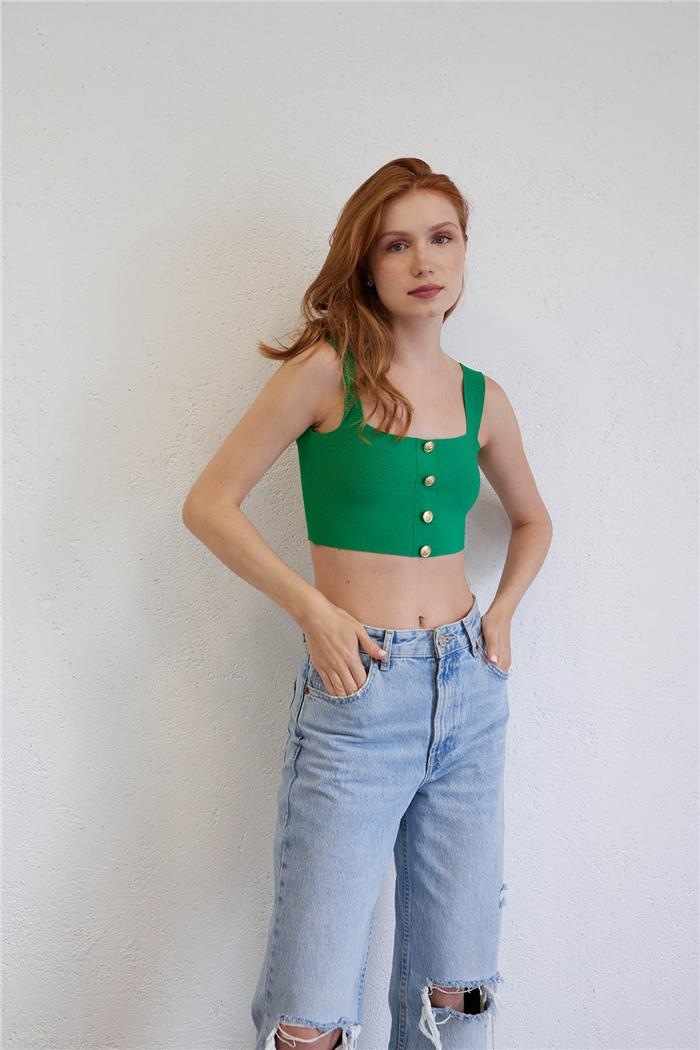 Nisan Kadın Düğmeli Triko Top BENETTON TT3987-Z