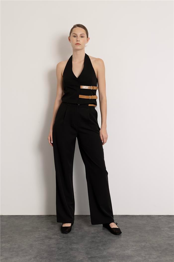 Nisan Kadın KEMER DETAYLI PANTOLON SİYAH N24-1888