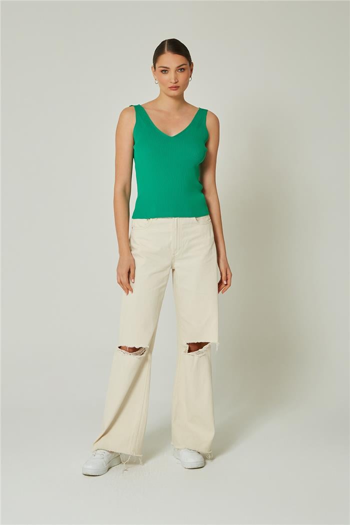 Nisan Kadın V YAKA FİTİLLİ ATLET BENETTON TT3429-Z