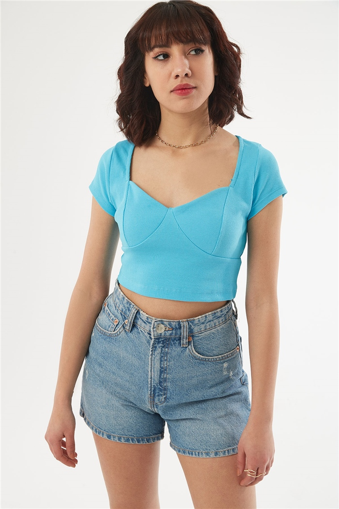 Nisan KISA KOLLU CROP  AQUA  N22-1414