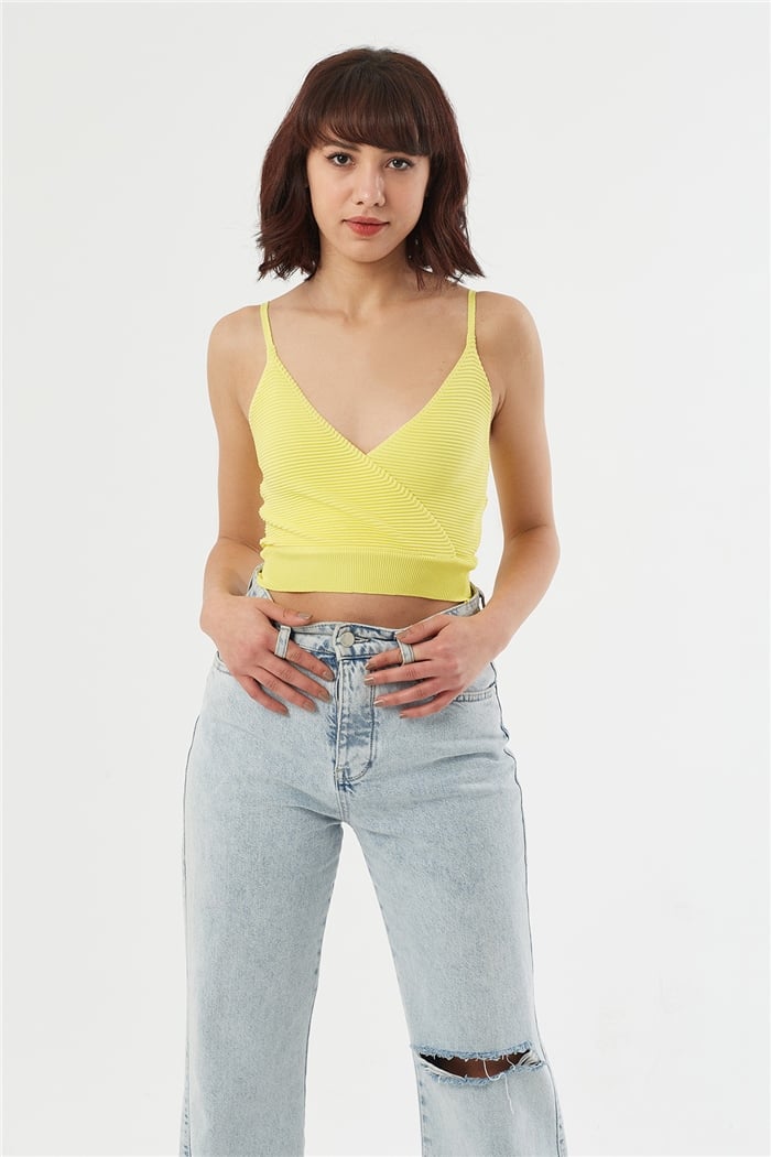Nisan Kruvaze Triko Bluz  SARI  TT2584-S