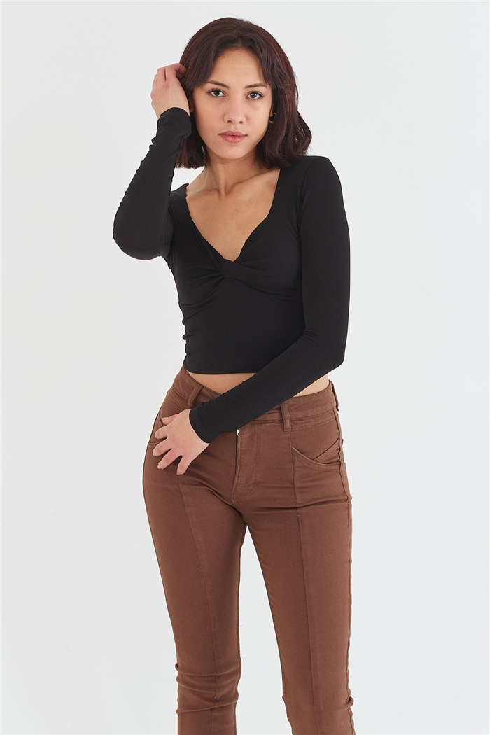 Nisan UZUN KOLLU BLUZ  SİYAH  N22-1356
