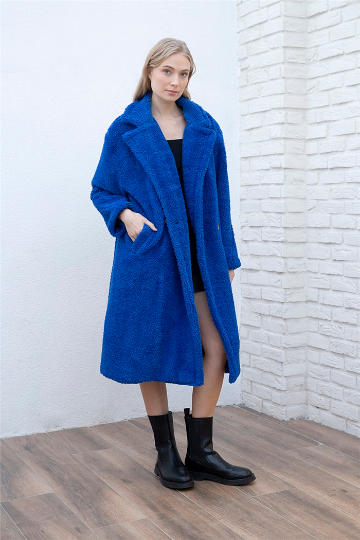 Nisan Uzun Peluş Mont  SAKS  N22-1560