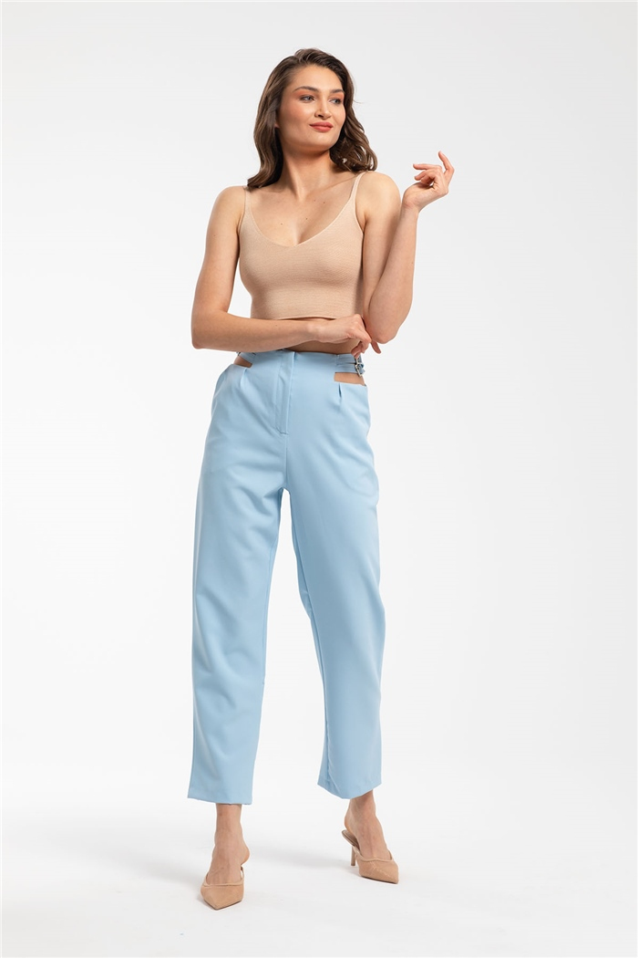 Nisan V Yaka Crop Triko Bluz  CAMEL  TT3098-Z