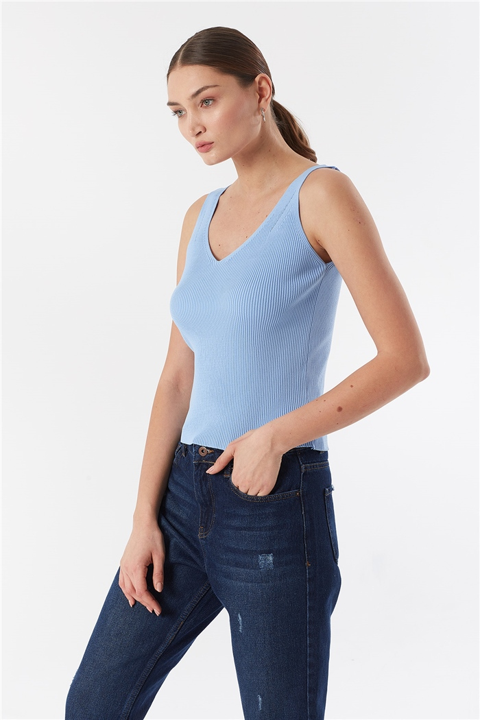 Nisan V YAKA FİTİLLİ ATLET  BEBE MAVİ  TT3429-Z