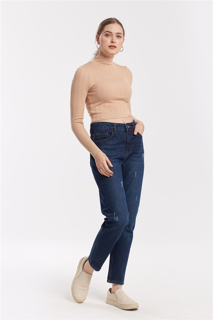 Nisan Yarım Balıkçı Fitilli Triko Kazak  CAMEL  TT3366-Z