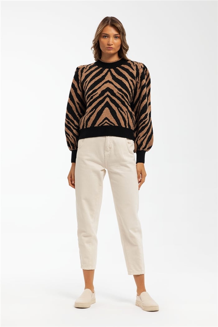 Nisan Zebra Desen Triko Kazak  CAMEL  TT2791-S