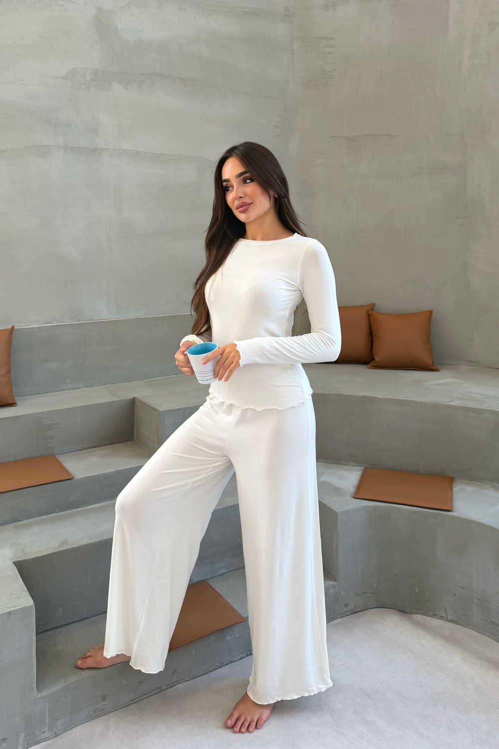 Fit Modal Ekru Pijama Takımı
