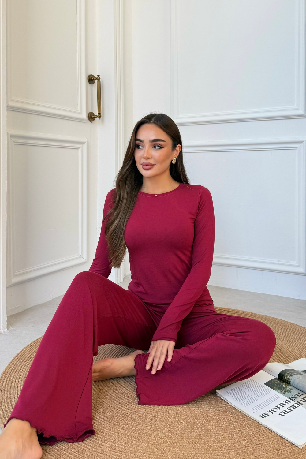 Fit Modal Vişne Pijama Takımı