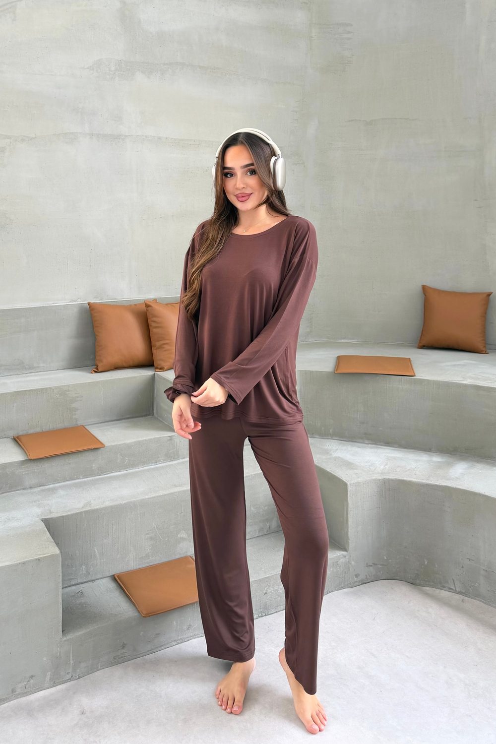 Relax Kahverengi Modal Pijama Takımı