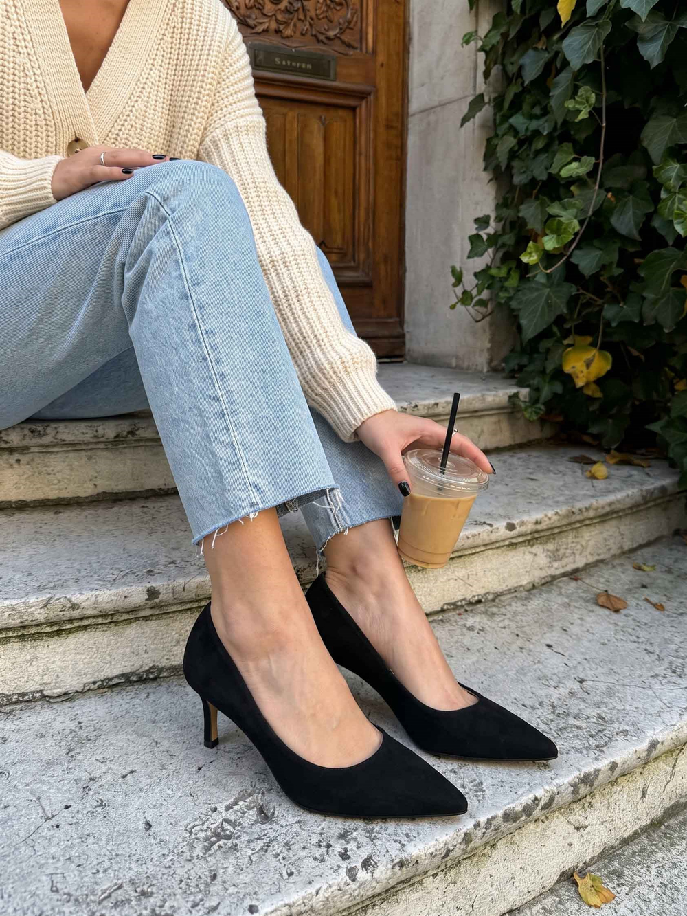 Glam Siyah Süet Stiletto