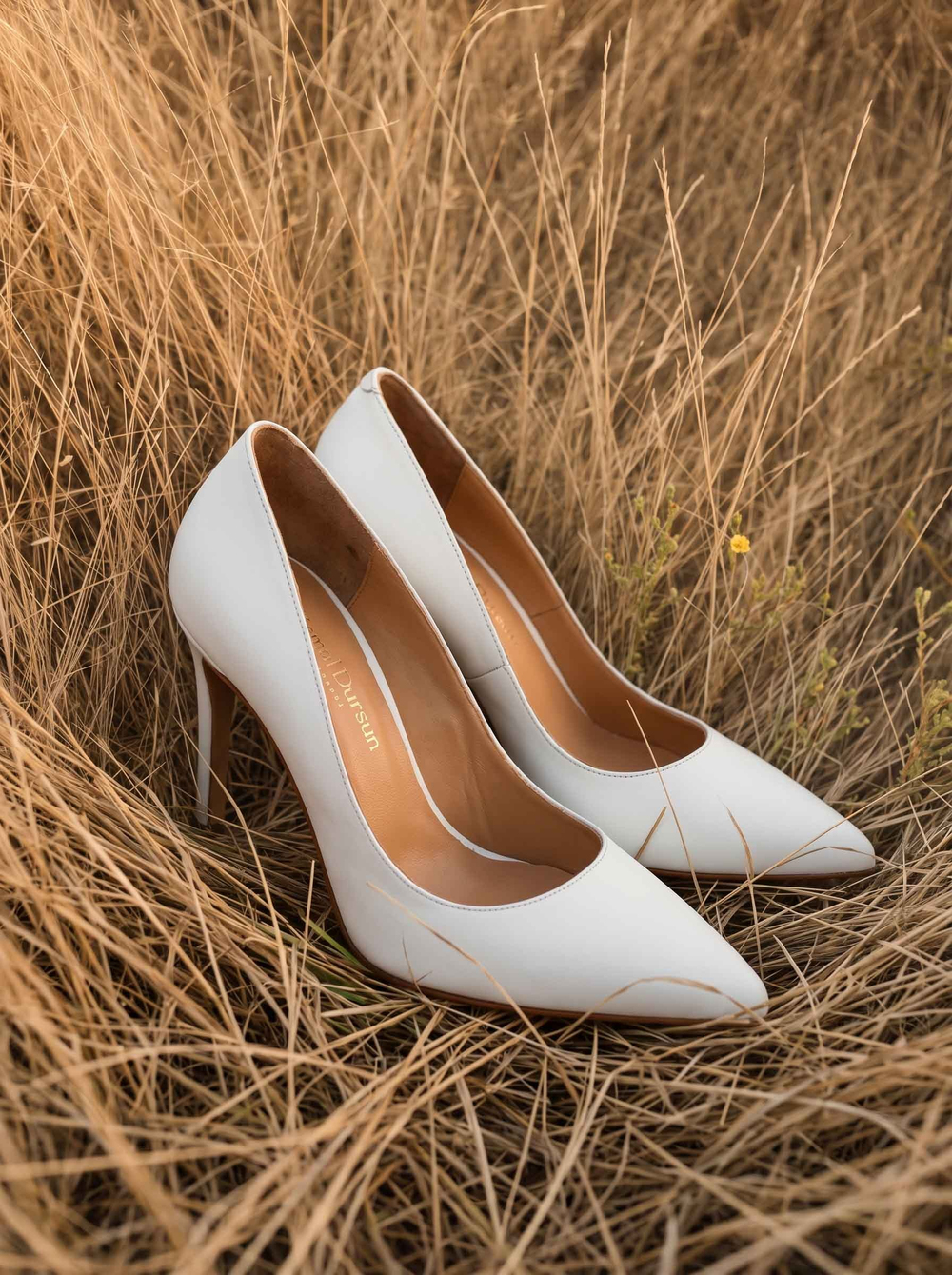 Society Beyaz Deri Stiletto