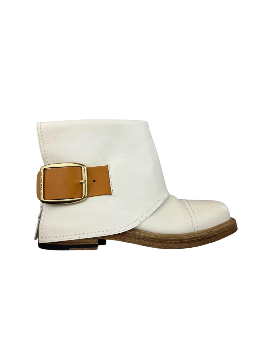 ALEXENDER MCQUEEN WHITE LEATHER BOOTS