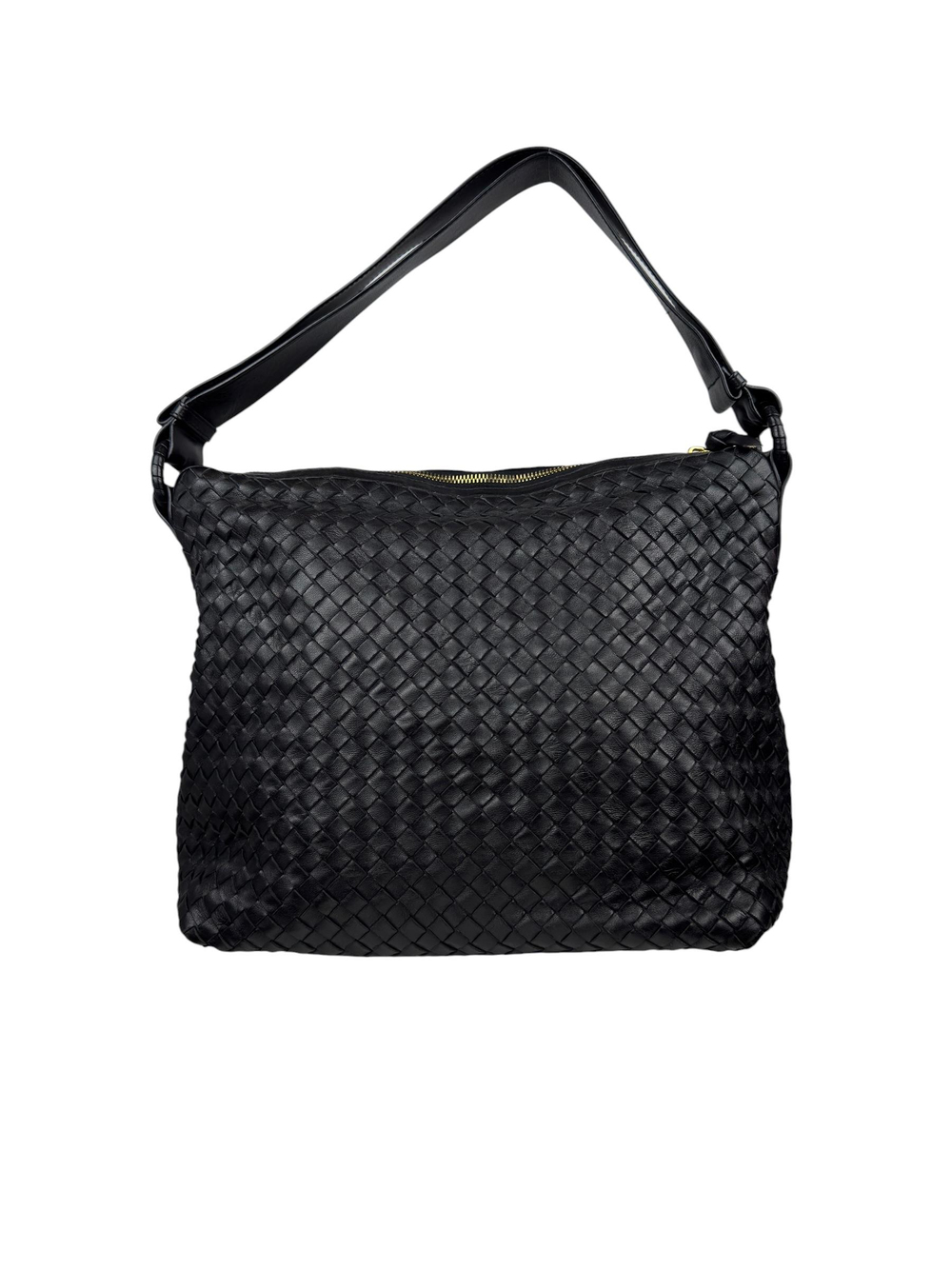 BOTTEGA VENETA BLACK INTRECCIATO WOVEN HOBO BAG