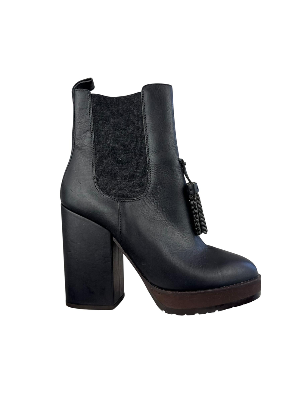 BRUNELLO CUCINELLI BLACK LEATHER BOOTS