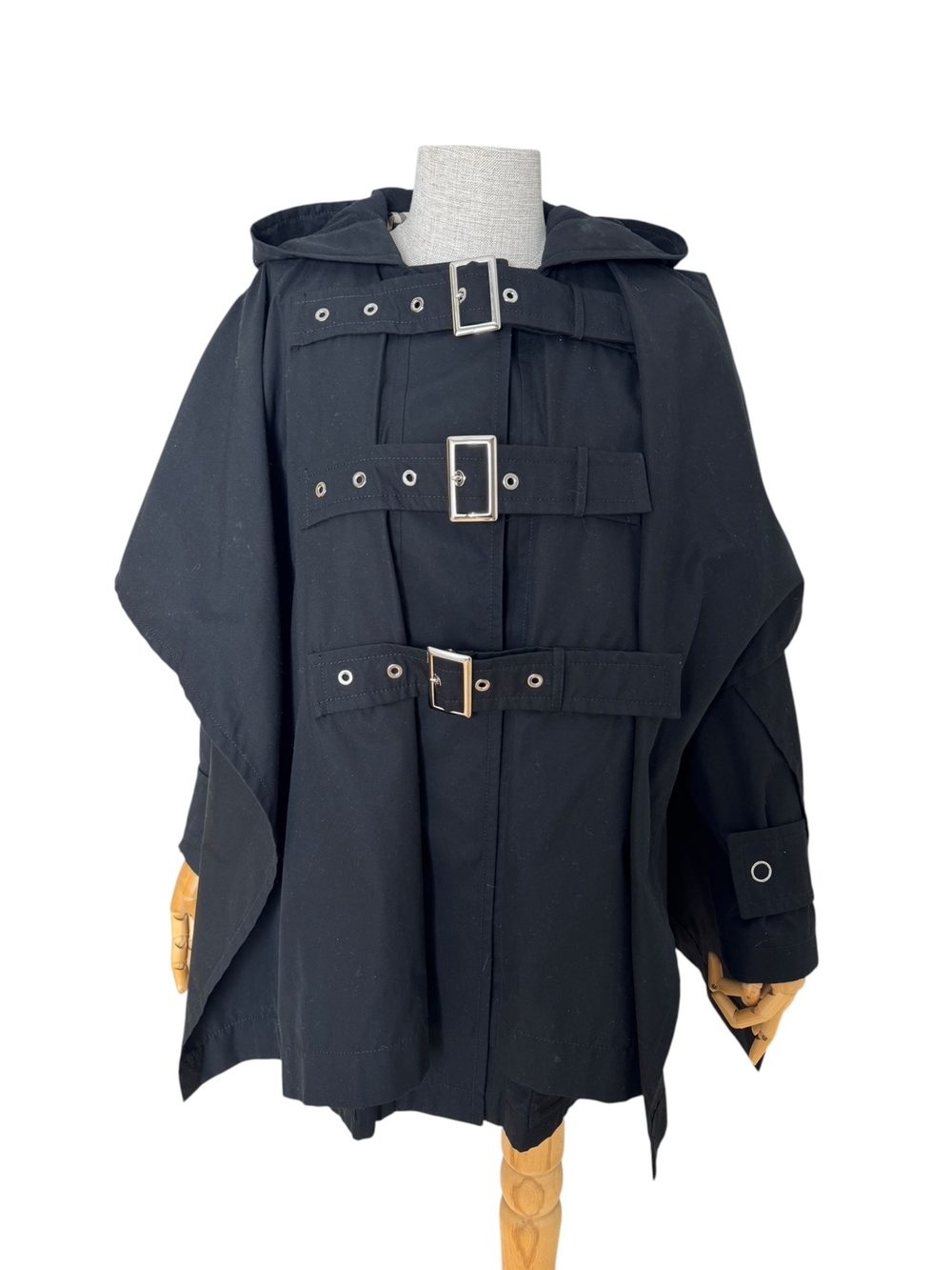 BURBERRY BLACK COTTON PANCHO JACKET