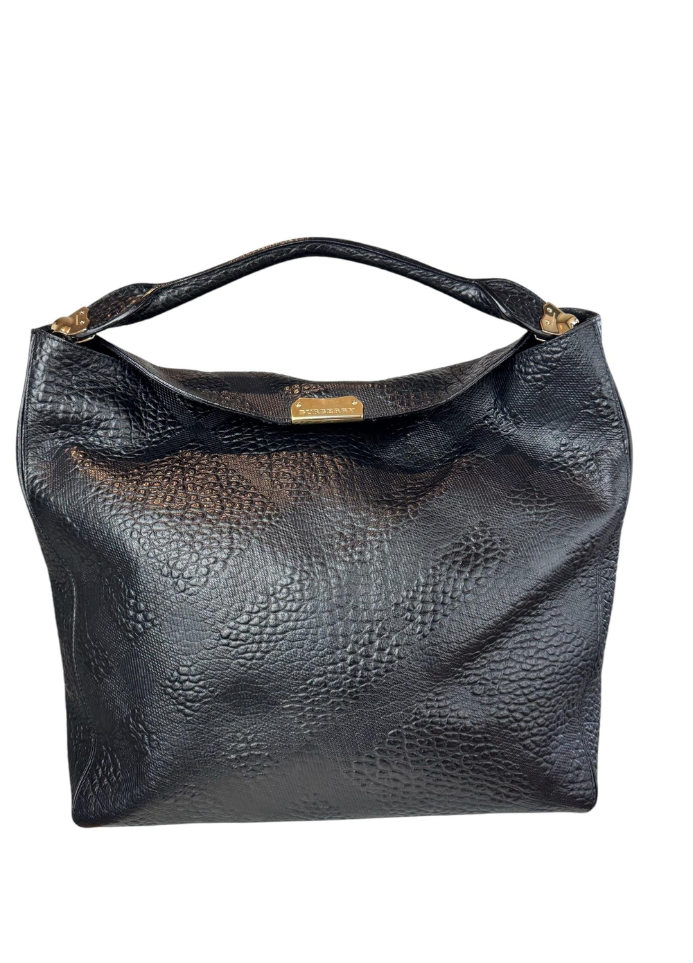 BURBERRY BLACK LEATHER TOTE BAG