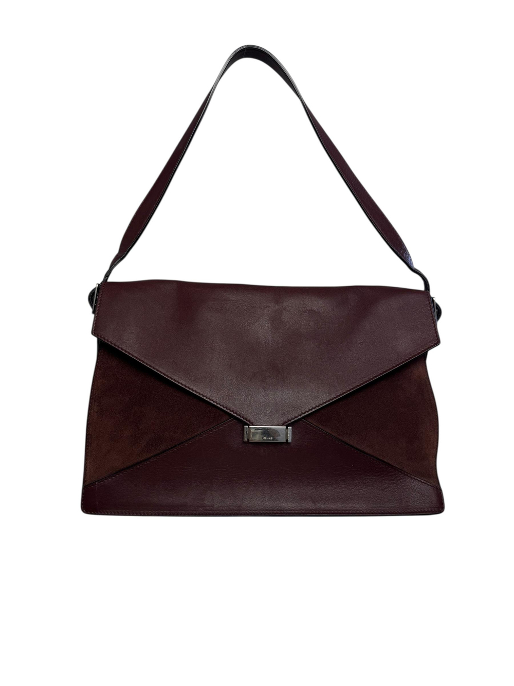 CELINE BURGUNDY DIAMOND SHOULDER BAG