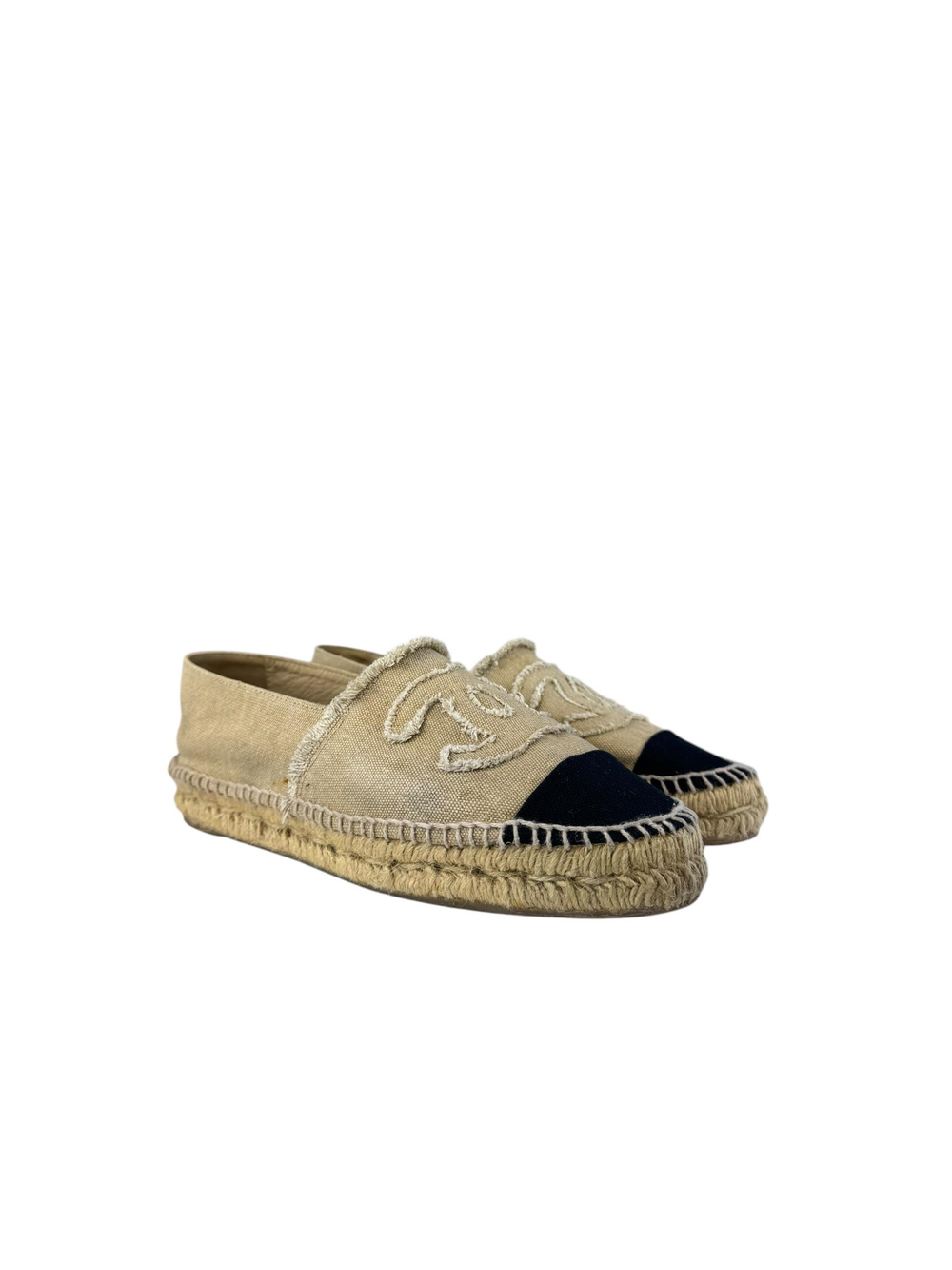 CHANEL BEIGE CANVAS ESPADRILLES 