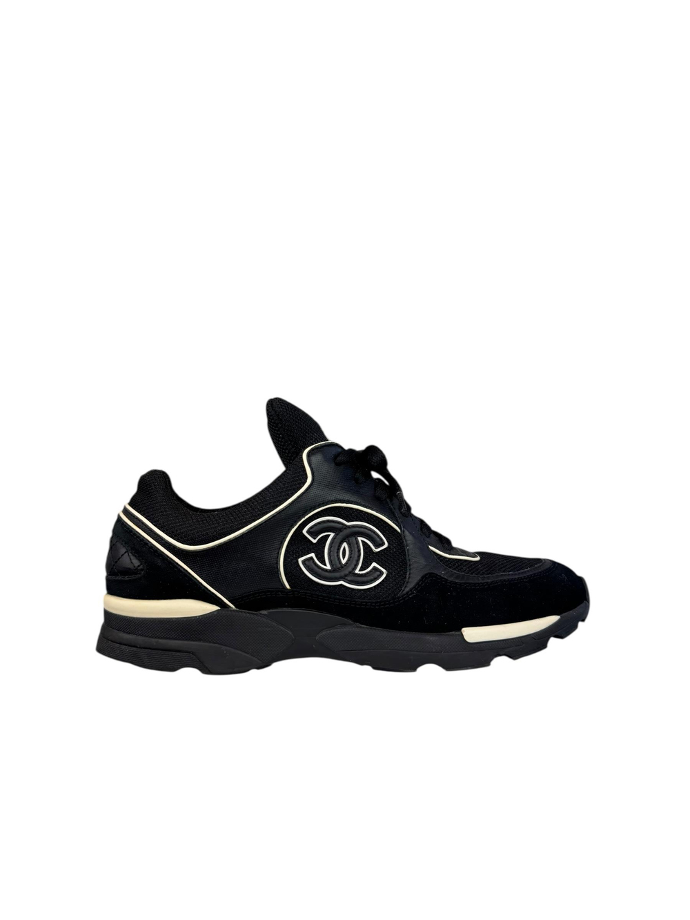 CHANEL BLACK CC SNEAKERS 