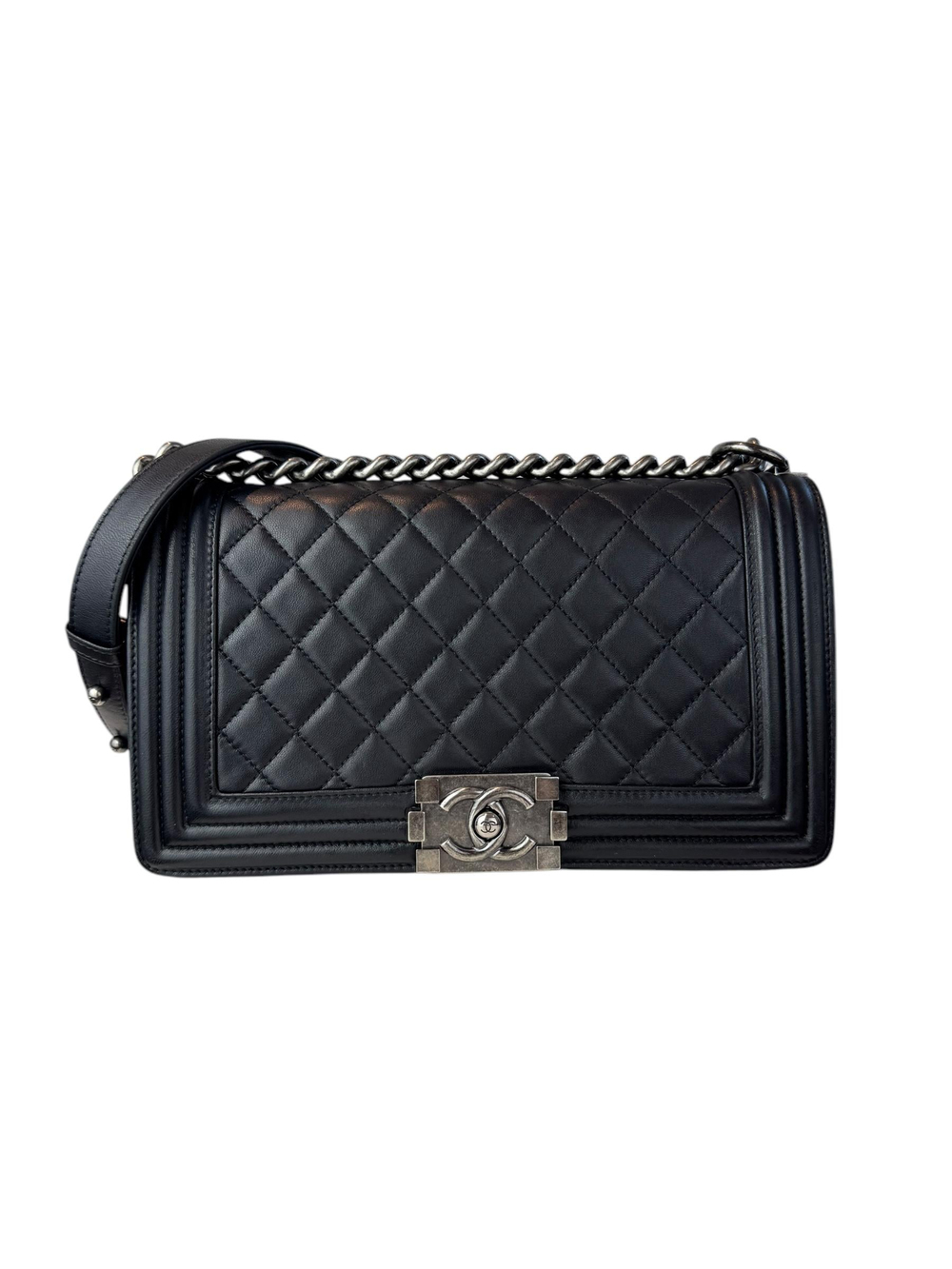 CHANEL BLACK QUILTED BOY BAG