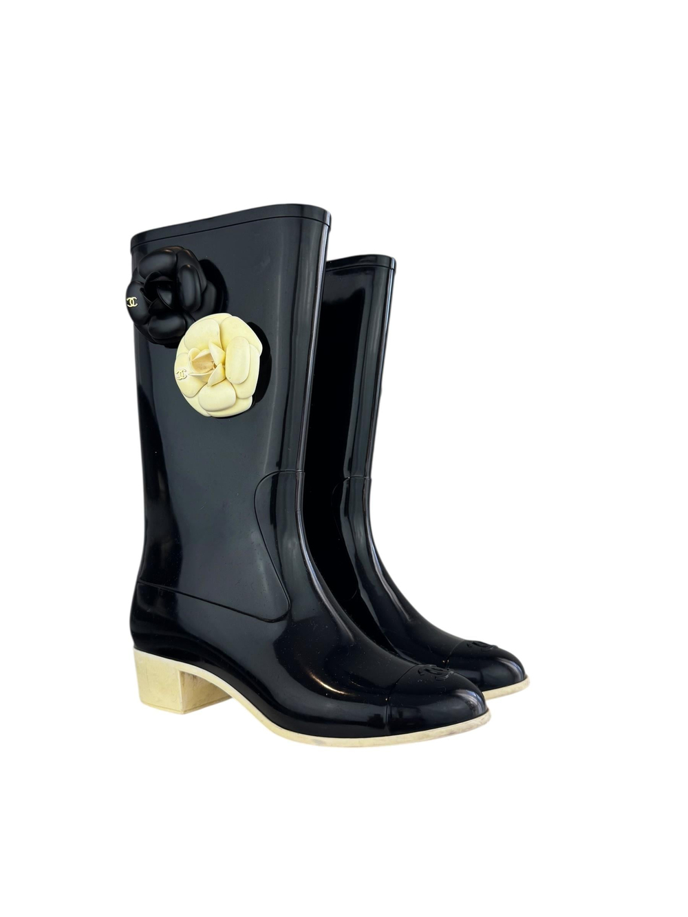 CHANEL CAMELLIA RAIN BOOTS