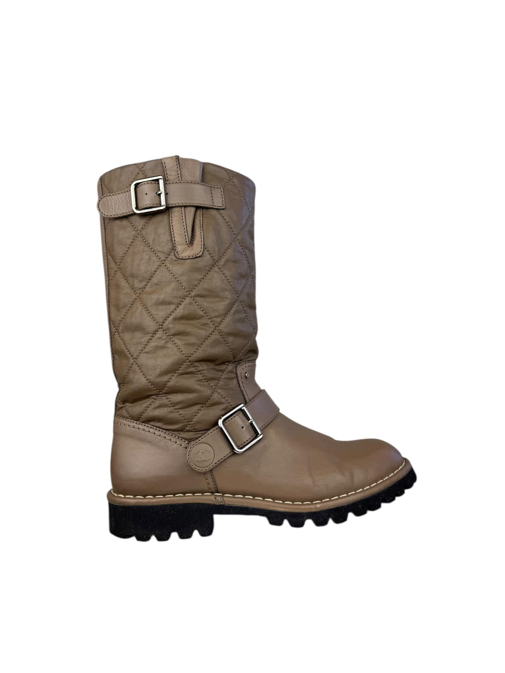 CHANEL MINK LEATHER RIDING BOOTS