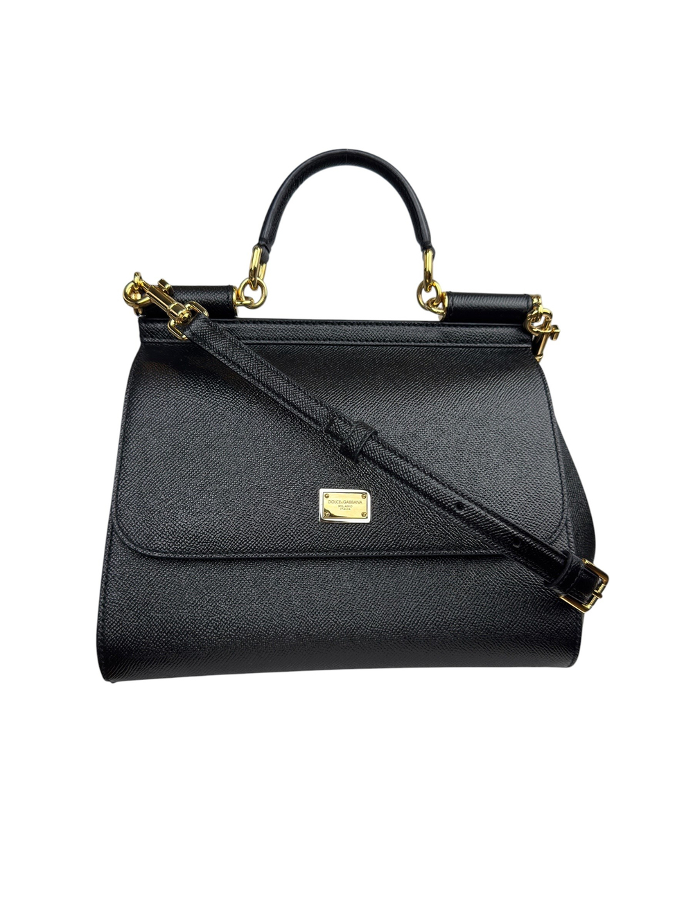DOLCE GABBANA BLACK LEATHER SICILY BAG