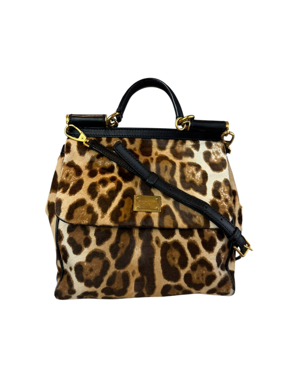 DOLCE GABBANA PONY HAIR LEOPARD SICILY BAG